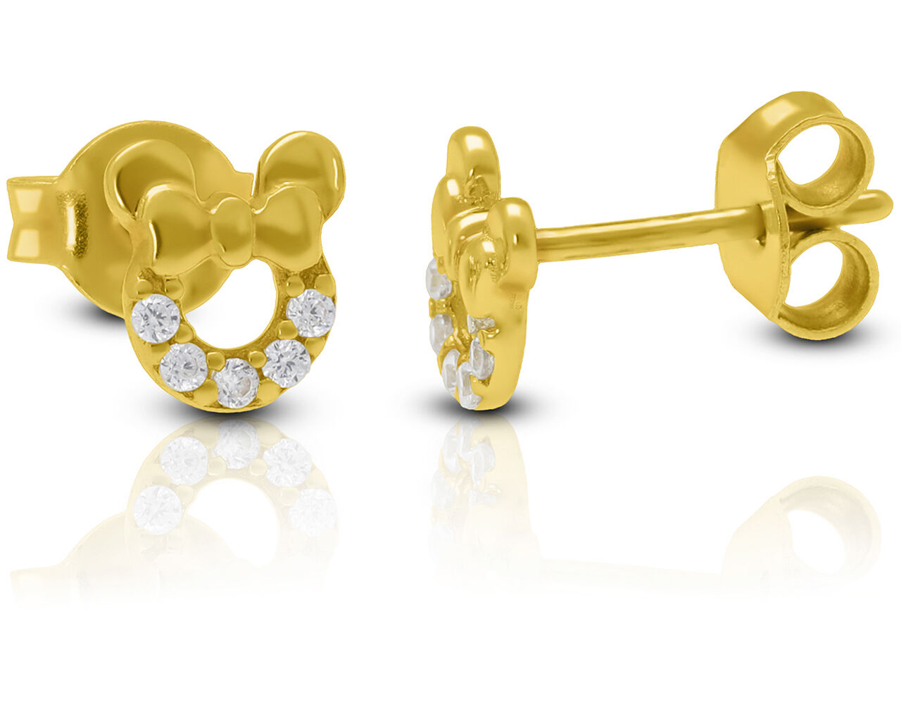 Złote kolczyki dla dziecka myszki na sztyfcie