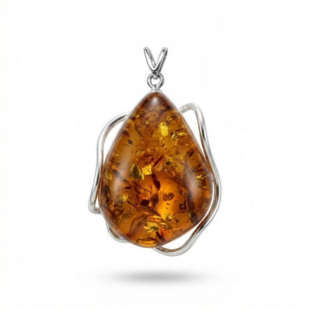 Zawieszka srebrna z bursztynem elegancka biżuter