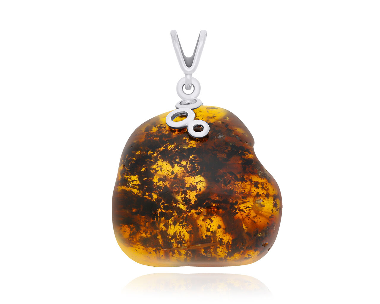 Zawieszka srebrna z bursztynem naturalnym pr.925