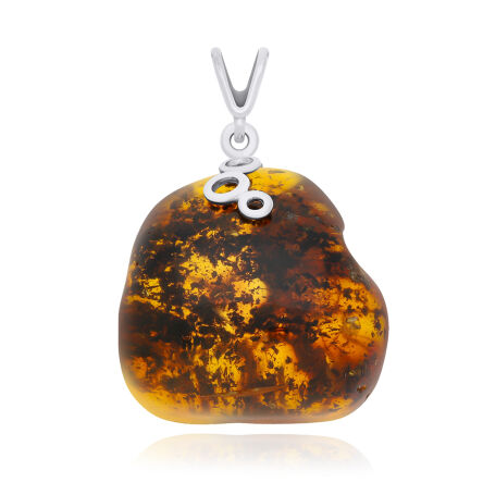 Zawieszka srebrna z bursztynem naturalnym pr.925