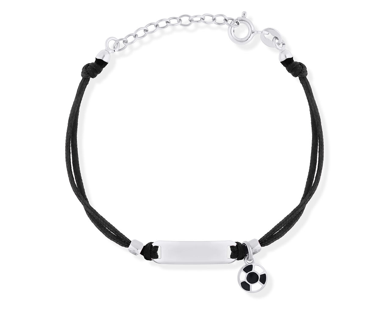 Bransoletka na sznurku dla dziecka z piłką srebro