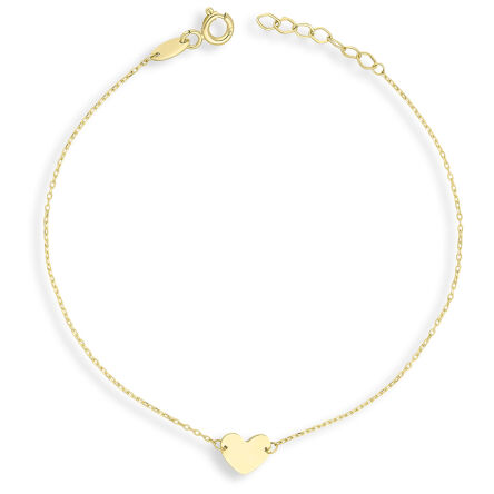 Złota bransoletka damska z gładkim serduszkiem
