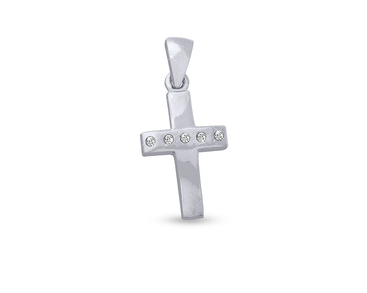Krzyżyk srebrny z cyrkonią