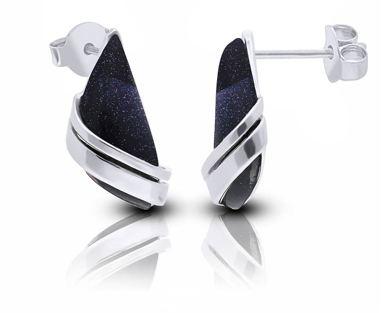 Kolczyki srebrne na sztyfcie z Nocą Kairu