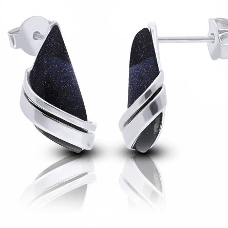 Kolczyki srebrne na sztyfcie z Nocą Kairu