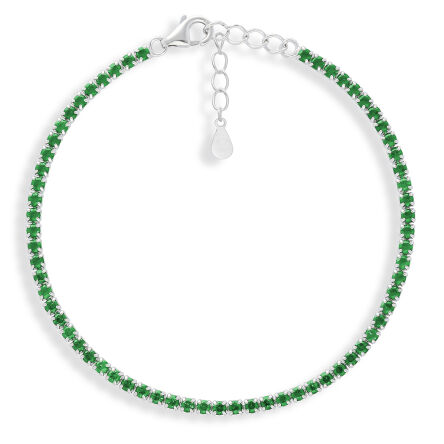 Bransoletka srebrna z zielonymi kamieniami