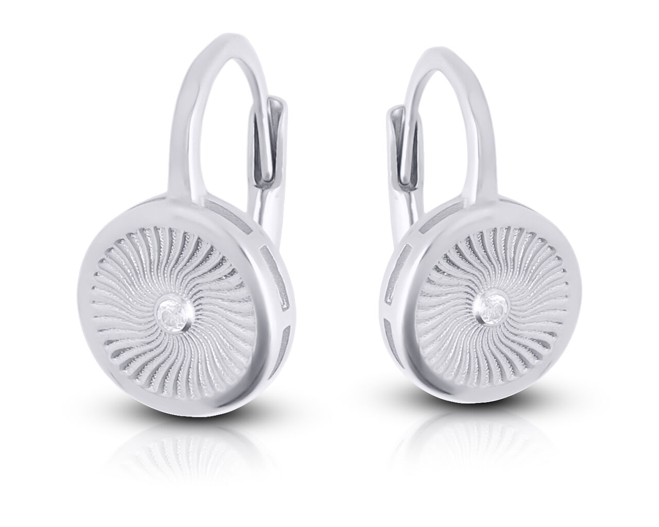 Kolczyki srebrne wiszące okrągłe z cyrkonią