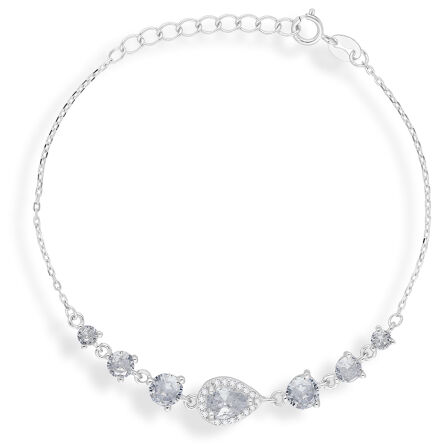 Bransoletka srebrna damska z kamieniami