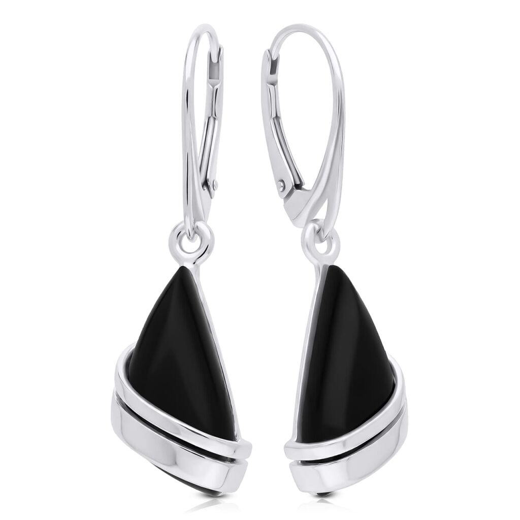 Kolczyki srebrne 925 z czarnym onyksem nowoczesne