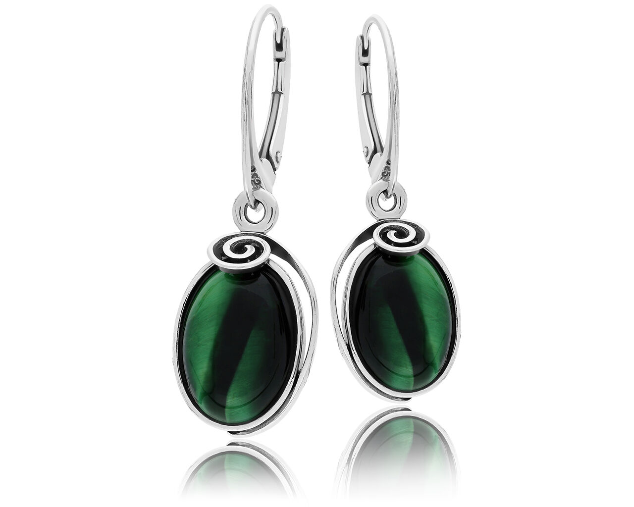 Kolczyki srebrne wiszące naturalne Tygrysie Oko