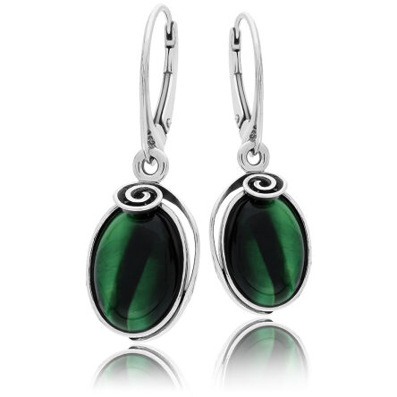 Kolczyki srebrne wiszące naturalne Tygrysie Oko