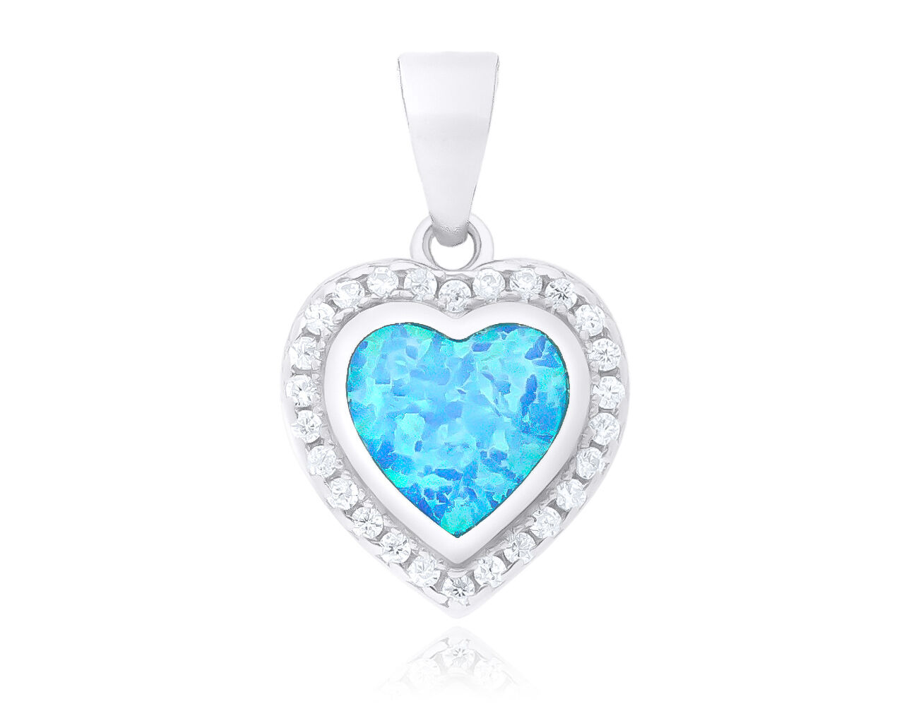 Zawieszka srebrna serce z opalem niebieskim