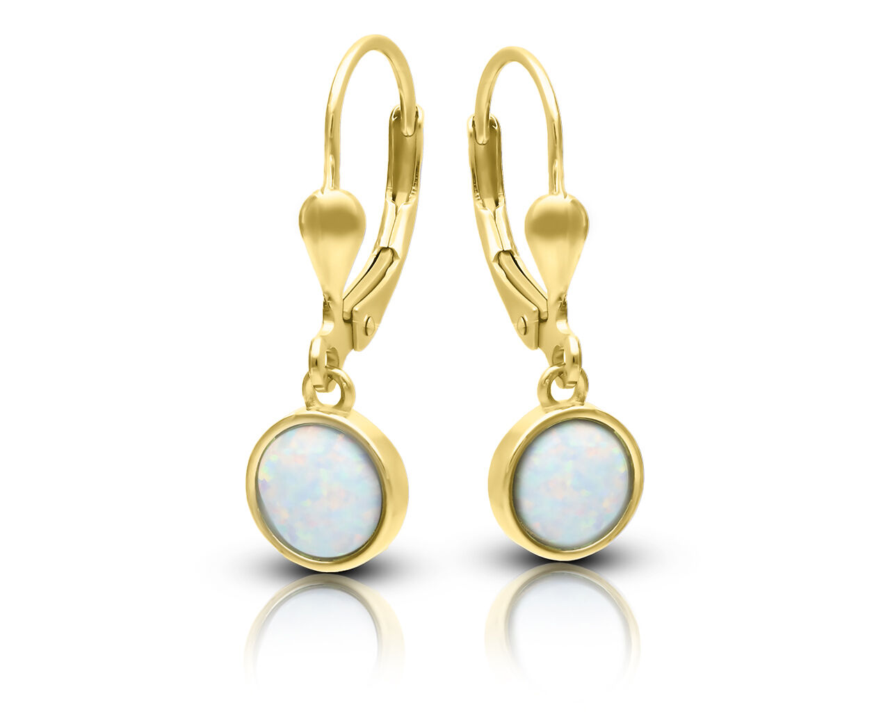 Kolczyki srebrne pozłacane z białym opalem