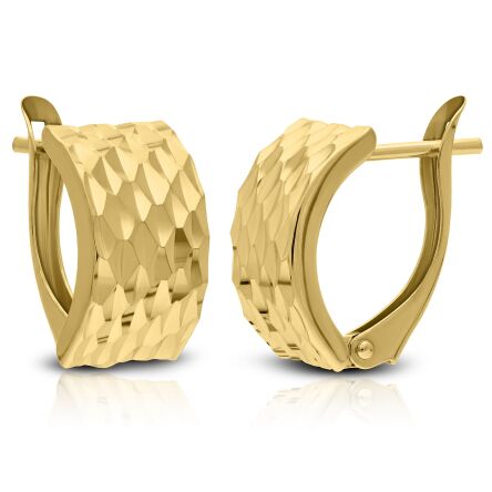 Kolczyki złote szerokie z diamentowaniem