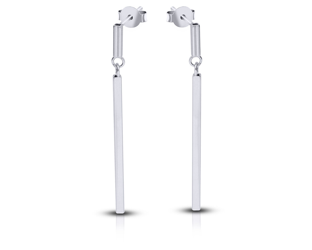 Kolczyki srebrne wiszące długie sztyfty gładkie