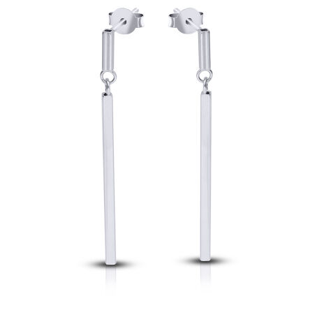 Kolczyki srebrne wiszące długie sztyfty gładkie