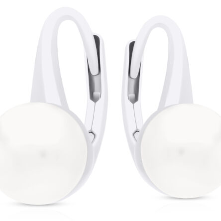 Kolczyki srebrne z perłą wiszące pr.925