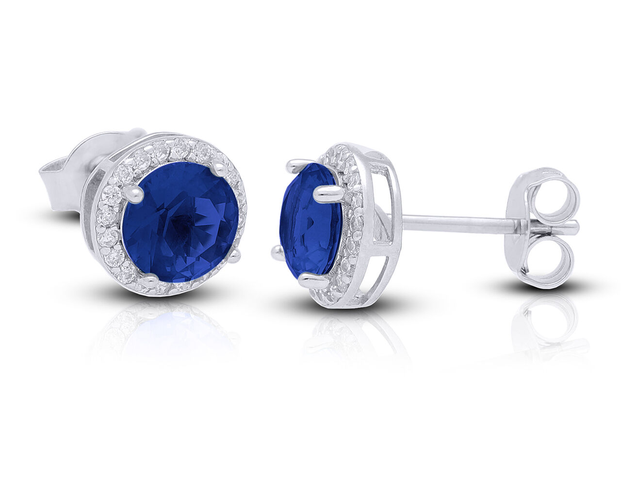 Kolczyki srebrne sztyfty z niebieskimi cyrkoniami