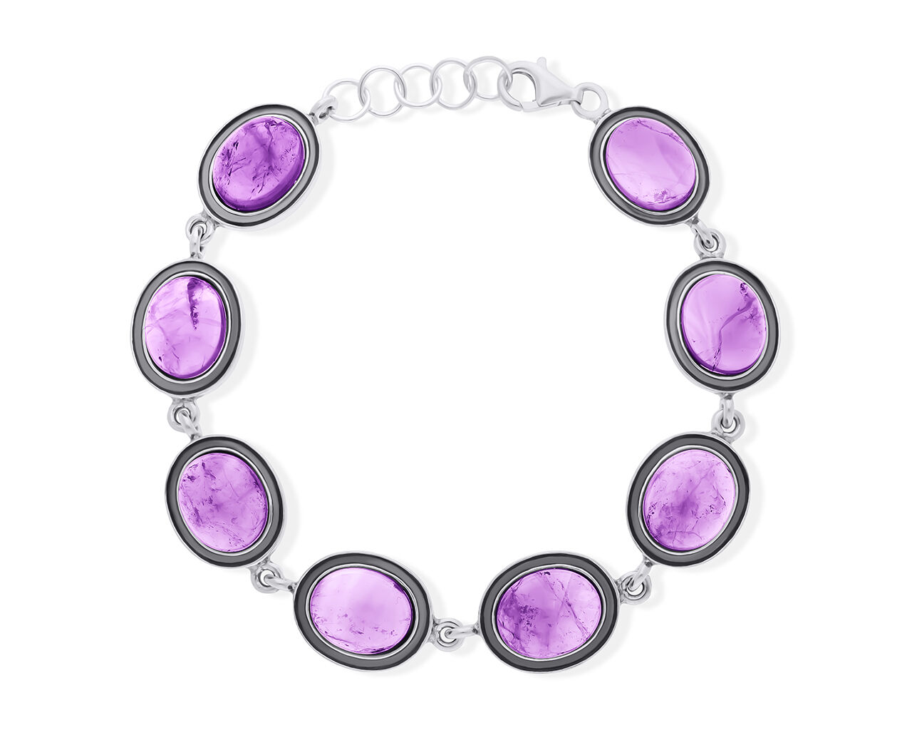 Bransoletka srebrna z naturalnym ametystem pr.925