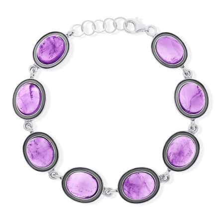 Bransoletka srebrna z naturalnym ametystem pr.925