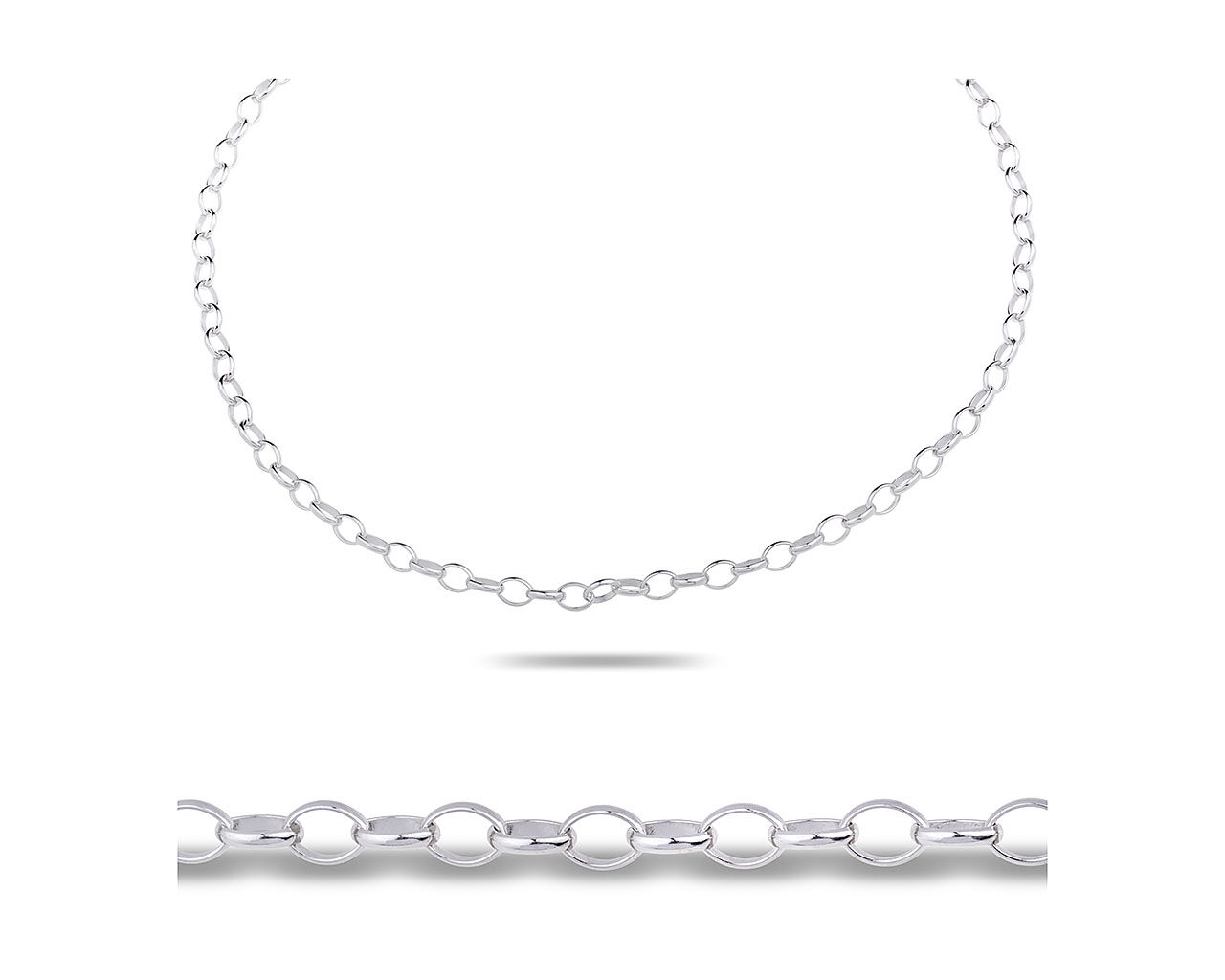 Łańcuszek srebrny rodowany