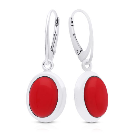 Kolczyki srebrne z koralem wiszące pr.925