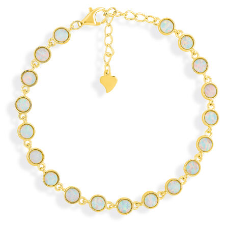 Bransoletka srebrna pozłacana z białym opalem