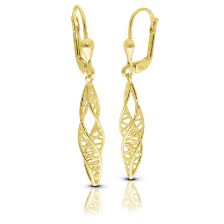 Wiszące złote kolczyki o oryginalnym wzorze