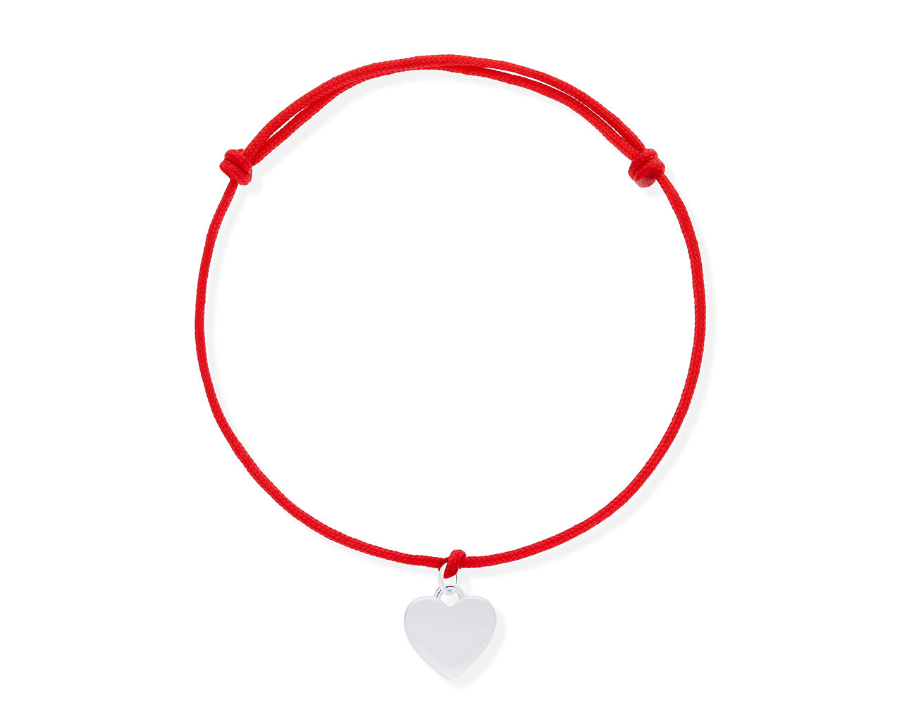 Bransoletka na sznurku ze srebrnym sercem