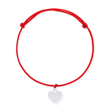 Bransoletka na sznurku ze srebrnym sercem