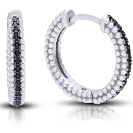 Kolczyki koła srebrne z czarnymi cyrkoniami pr.925