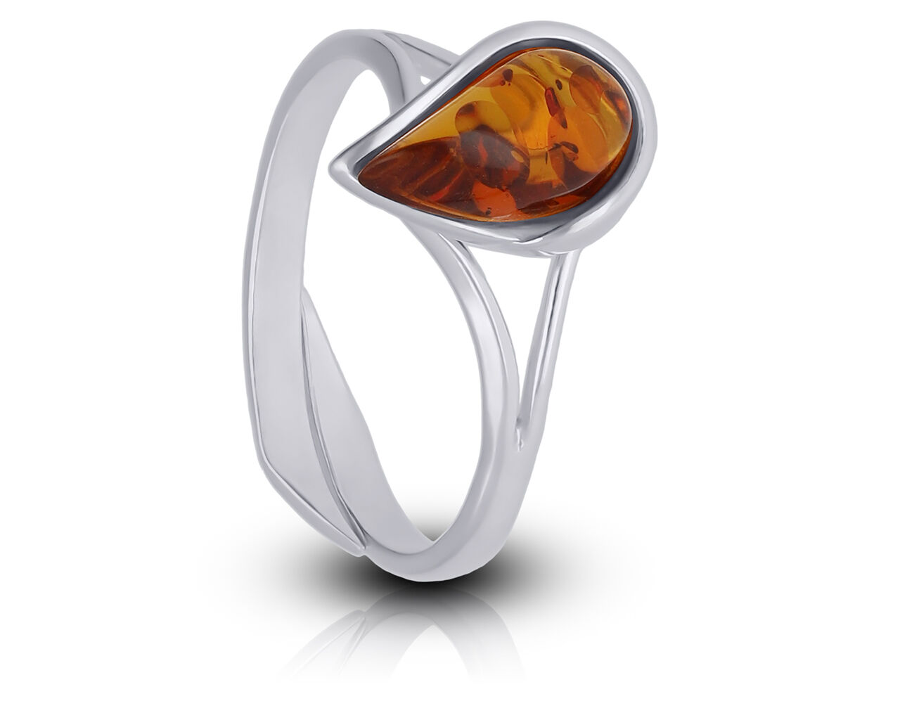 Pierścionek srebrny z bursztynem regulowany