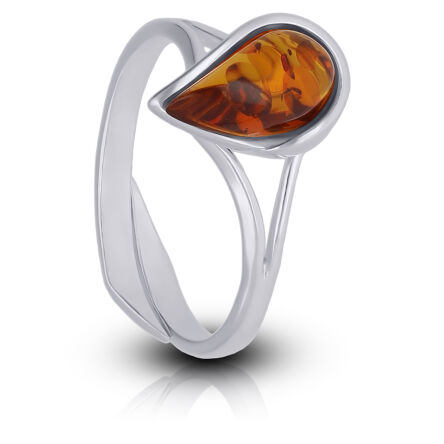 Pierścionek srebrny z bursztynem regulowany