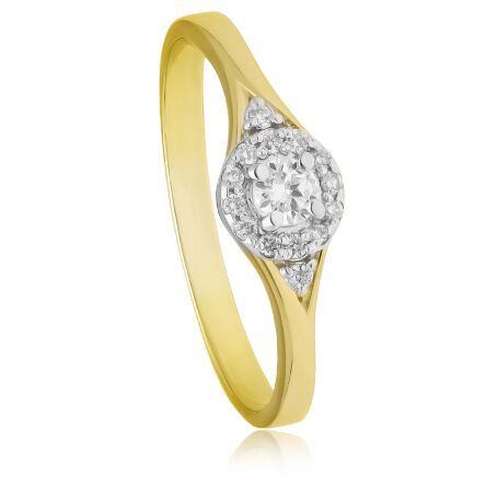 Złoty pierścionek z brylantami 0,17ct pr.585