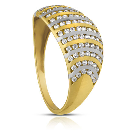 Złoty pierścionek z cyrkoniami szeroki pr.585