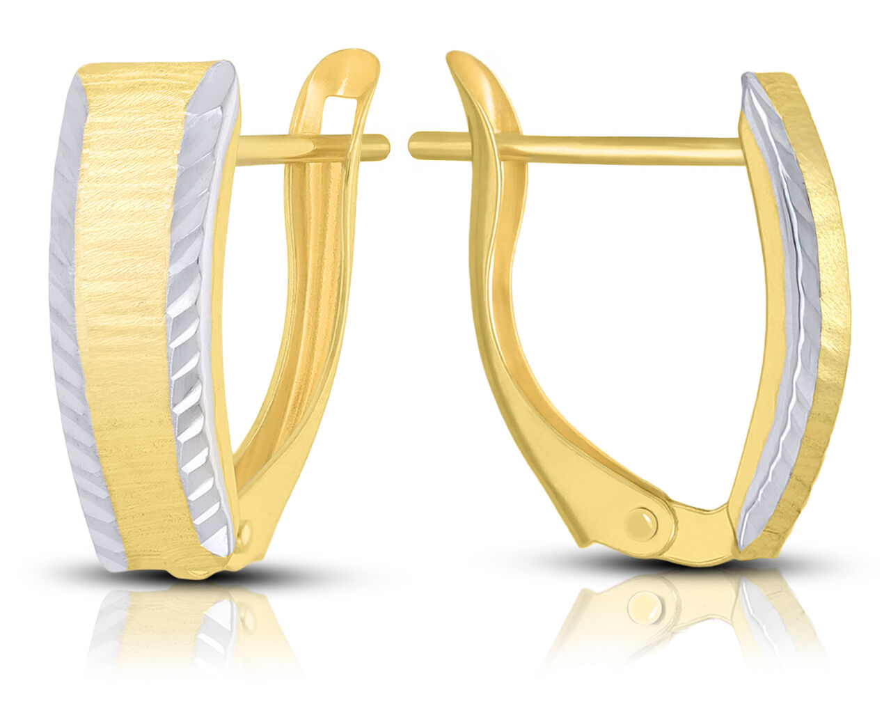 Kolczyki 585 dwukolor szczotkowane i diamentowane