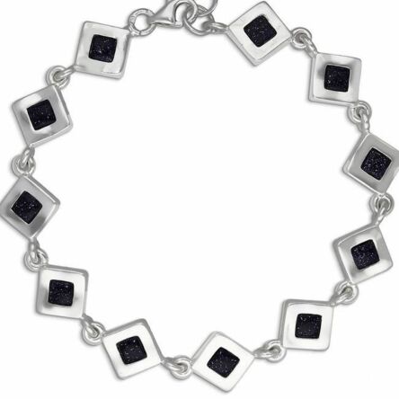 Bransoletka srebrna kwadraty z Nocą Kairu