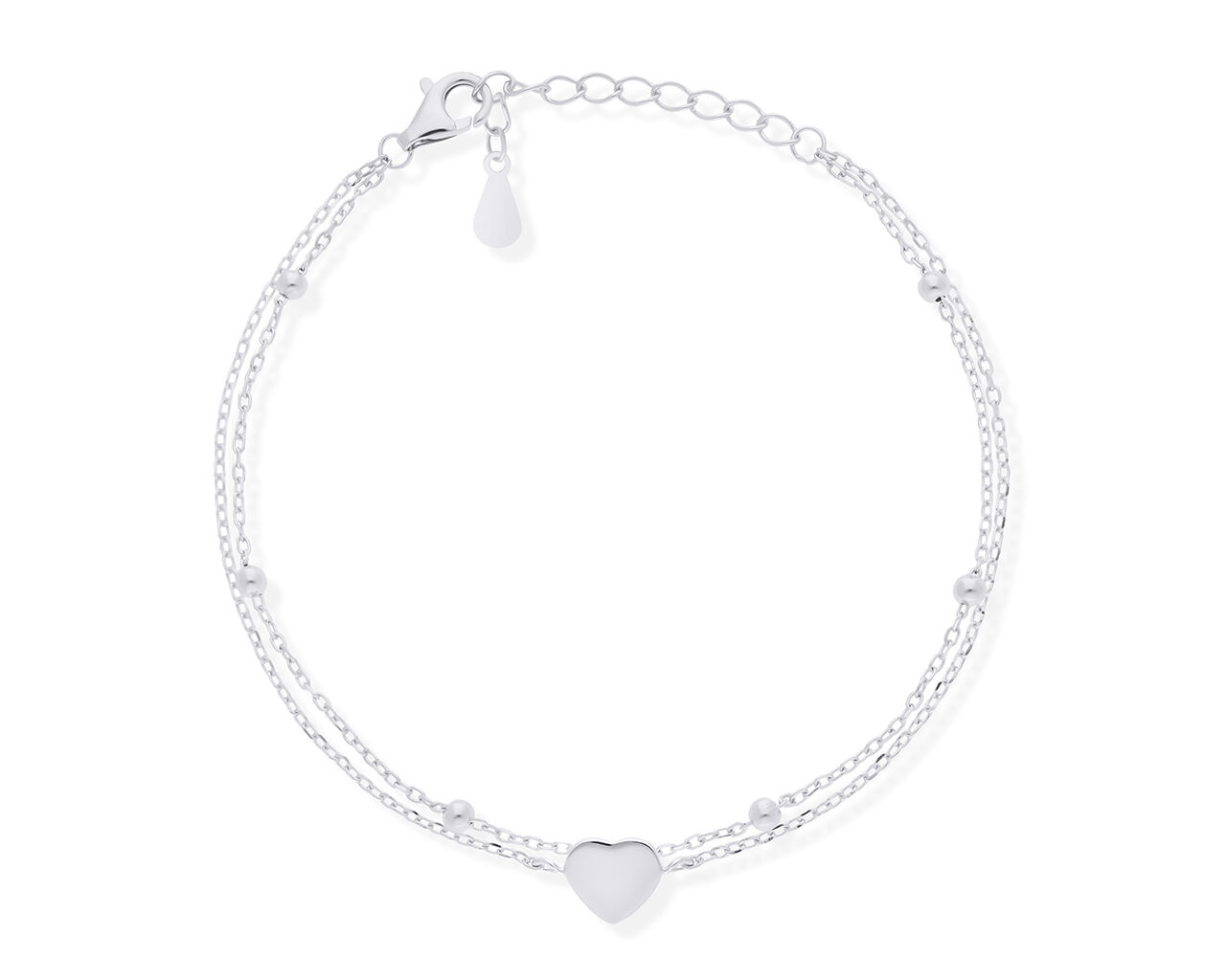 Bransoletka srebrna z sercem podwójna pr.925