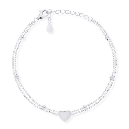 Bransoletka srebrna z sercem podwójna pr.925