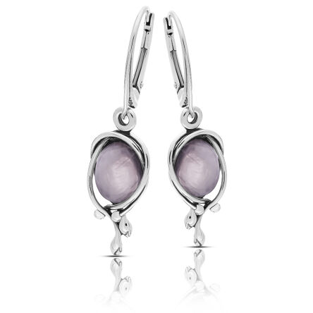 Kolczyki srebrne wiszące naturalny Kwarc Różowy