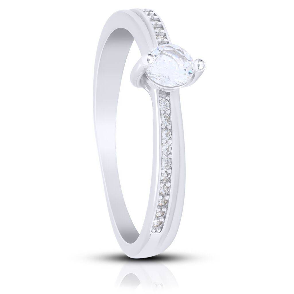 Pierścionek srebrny rodowany 925 z dużą cyrkonią