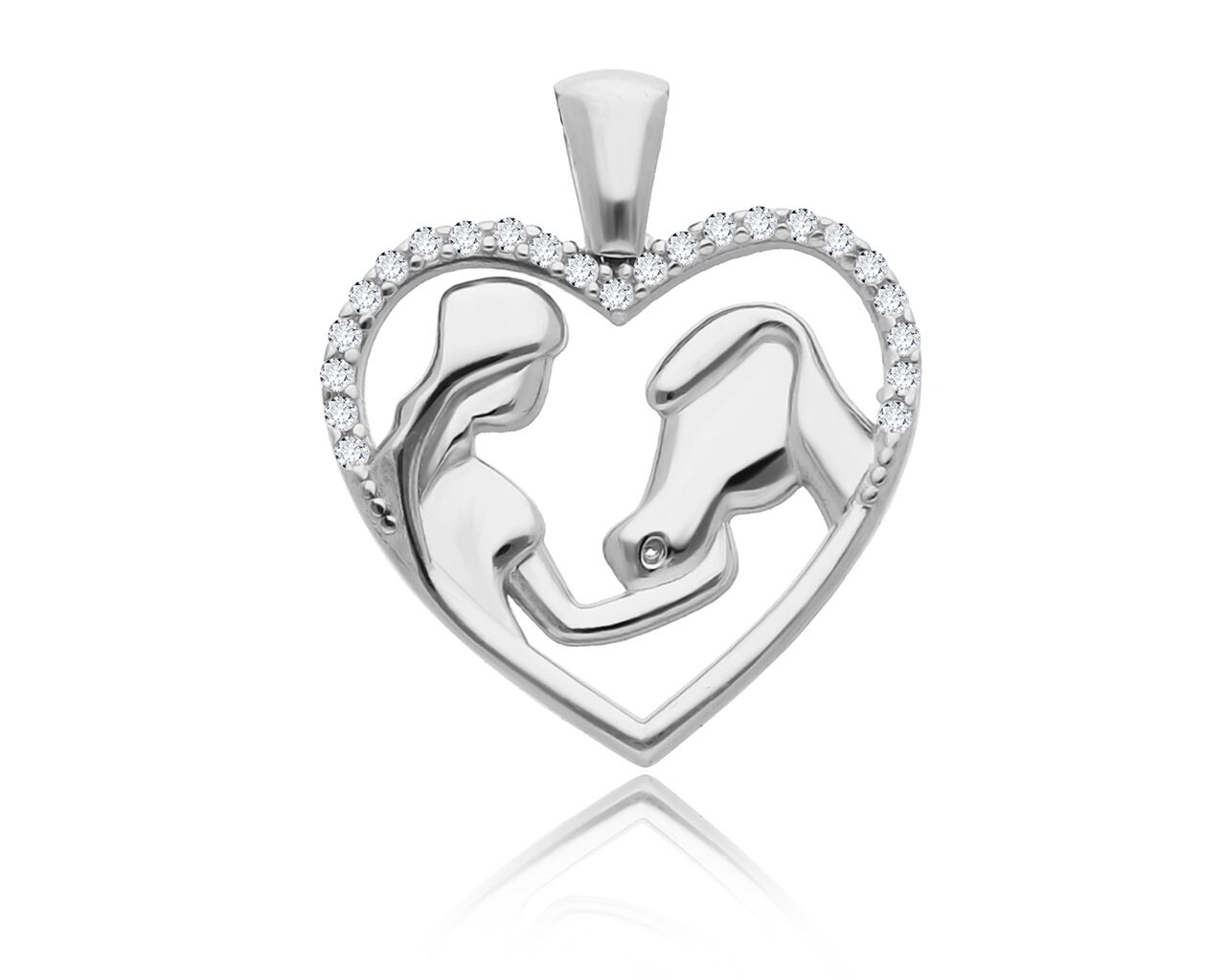 Zawieszka srebrna w kształcie serca z koniem