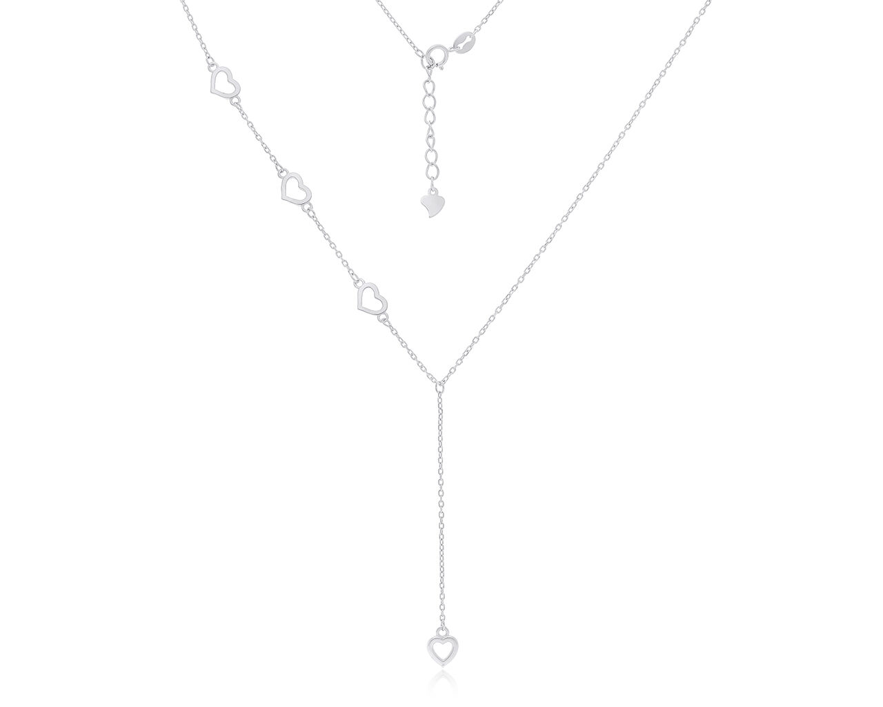 Naszyjnik srebrny krawatka z serduszkami