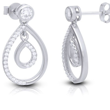 Kolczyki srebrne wiszące sztyfty z cyrkoniami