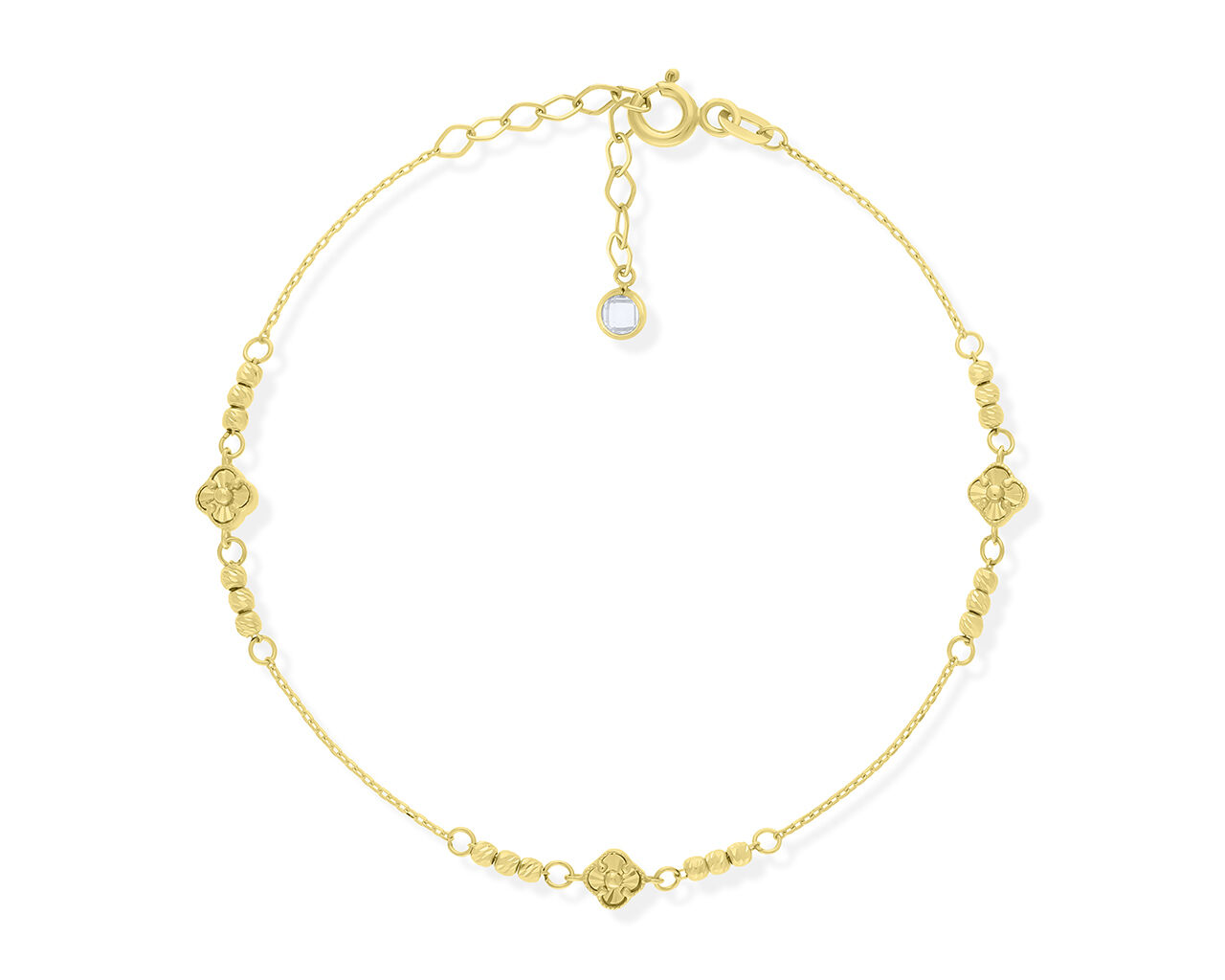 Bransoletka złota 585 błyszczące koniczyny