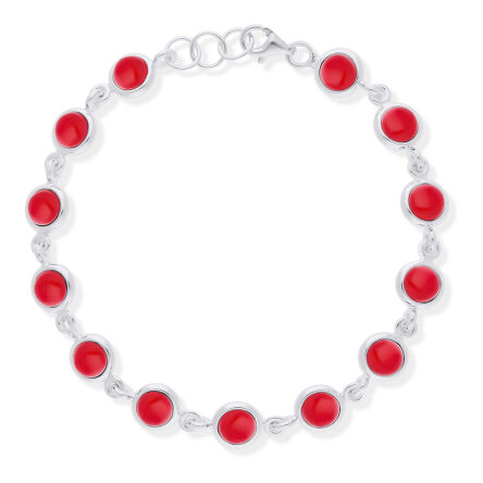 Bransoleta srebrna z czerwonym koralem