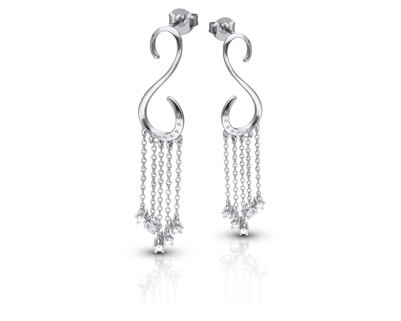 Srebrne kolczyki o oryginalnym wzorze wiszące