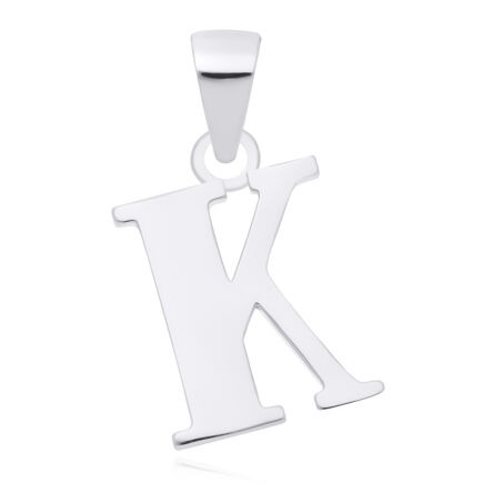 Srebrna literka K gładka zawieszka pr.925