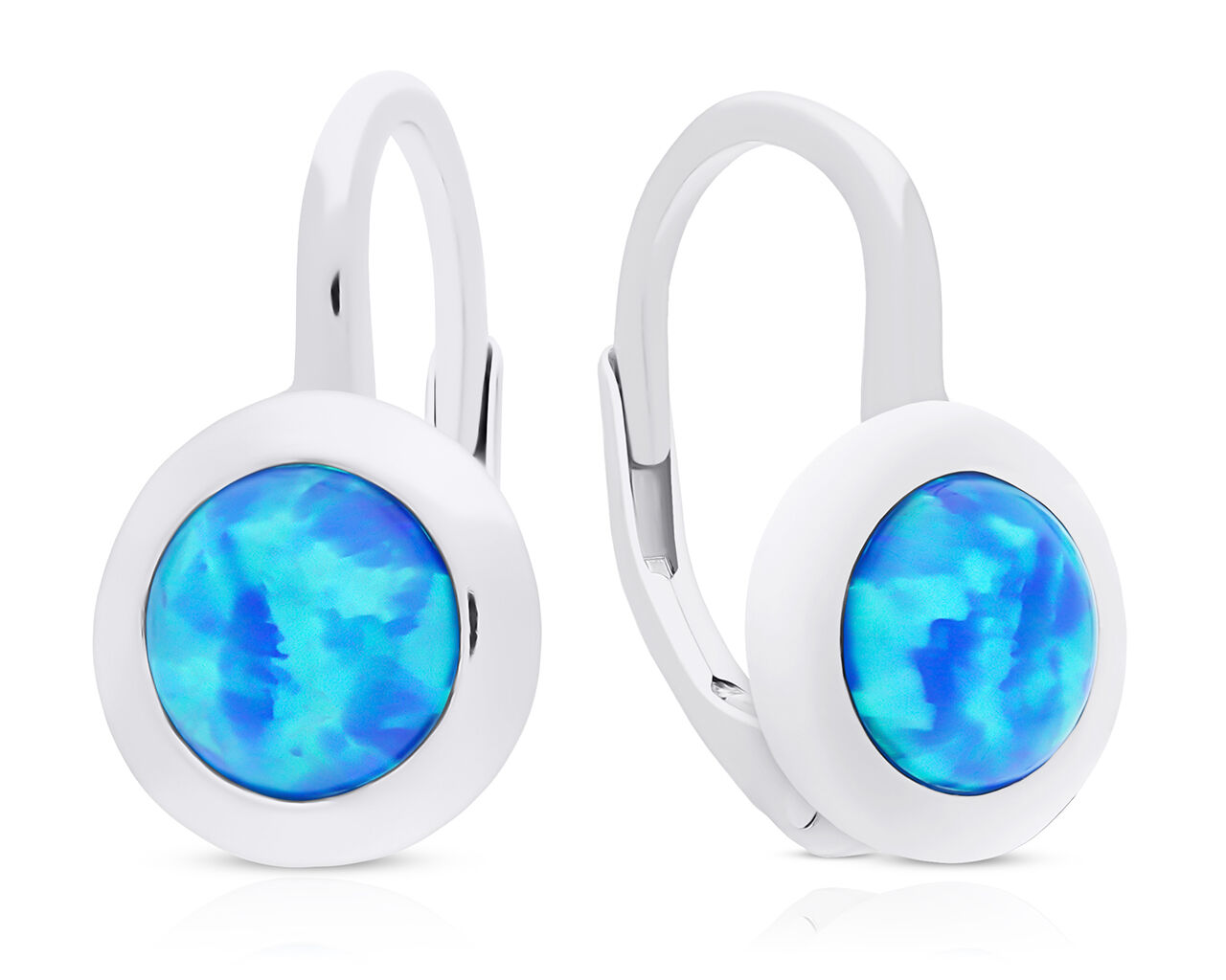 Kolczyki srebrne z opalem okrągłe pr.925