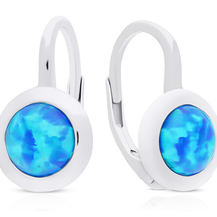 Kolczyki srebrne z opalem okrągłe pr.925